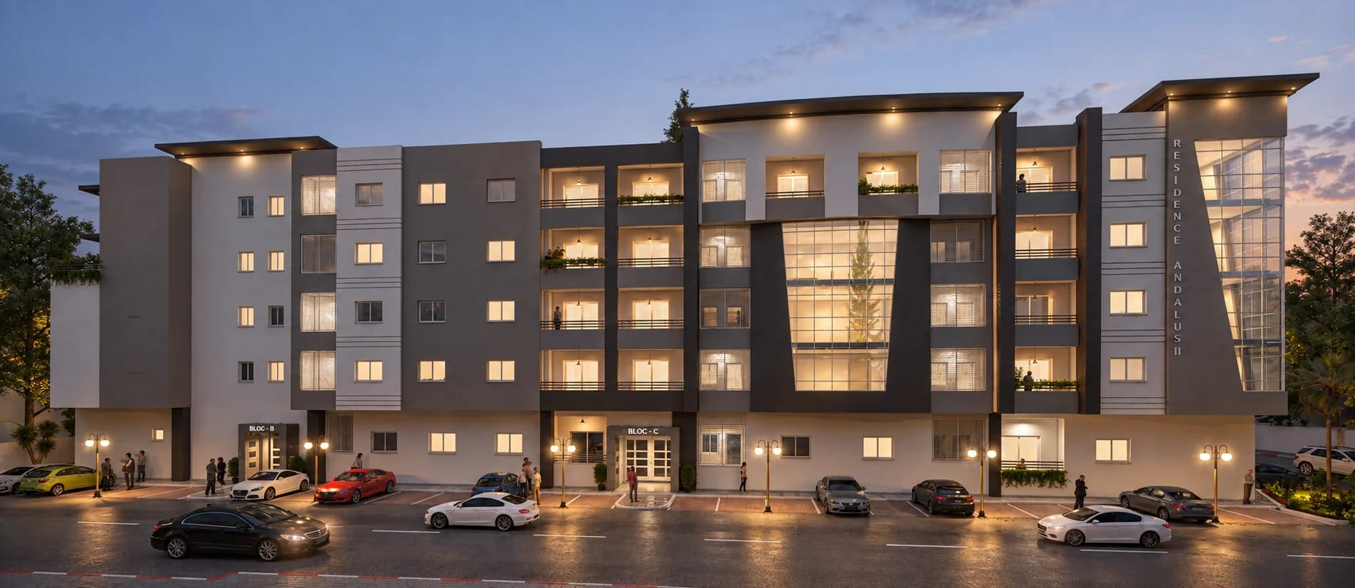 Éclairage de façade · Visualisation photoréaliste