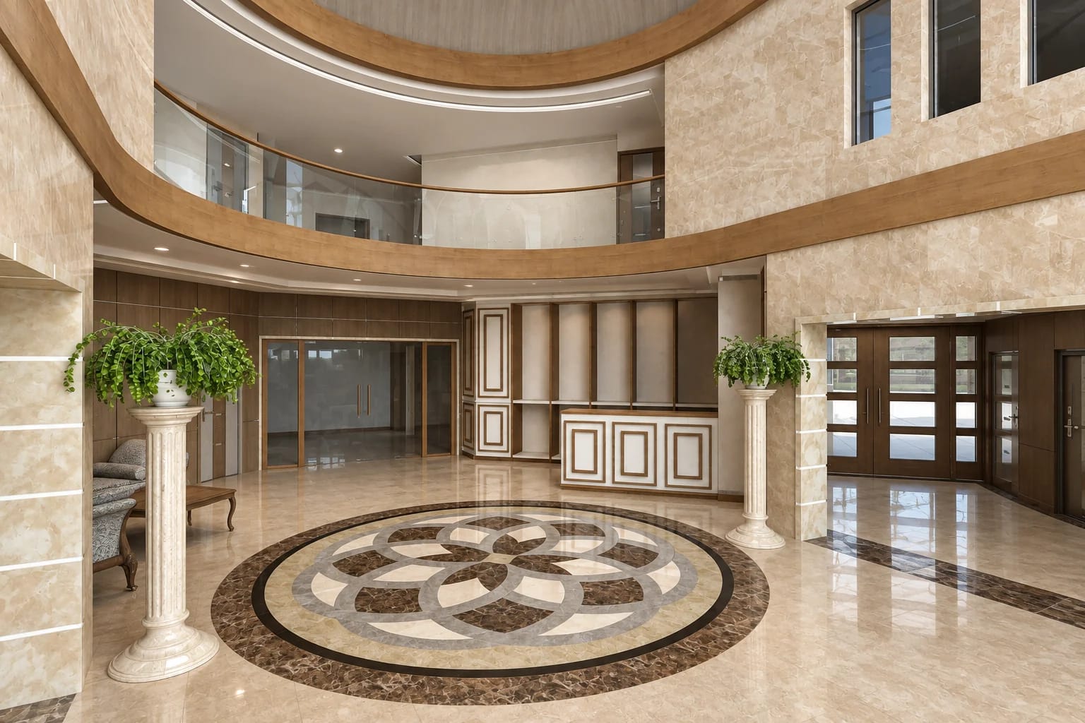 Hall de réception · Visualisation photoréaliste