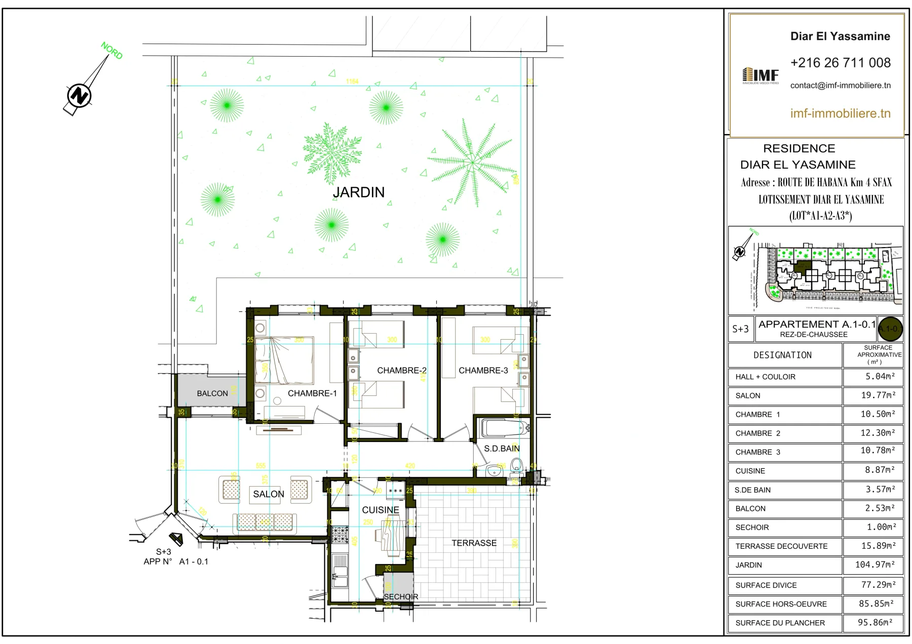 Plan de l’appartement A1-0.1