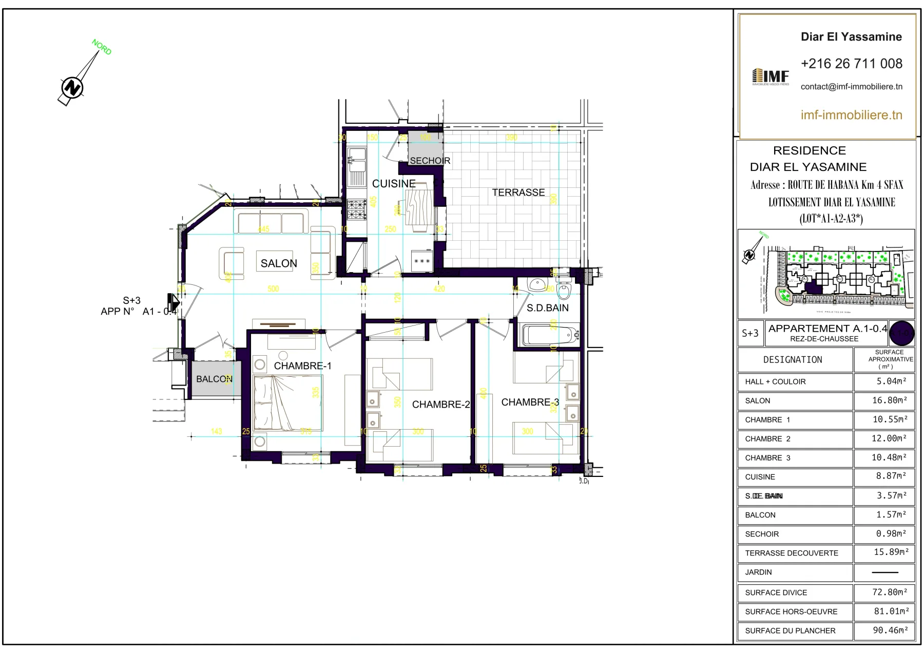 Plan de l’appartement A1-0.4