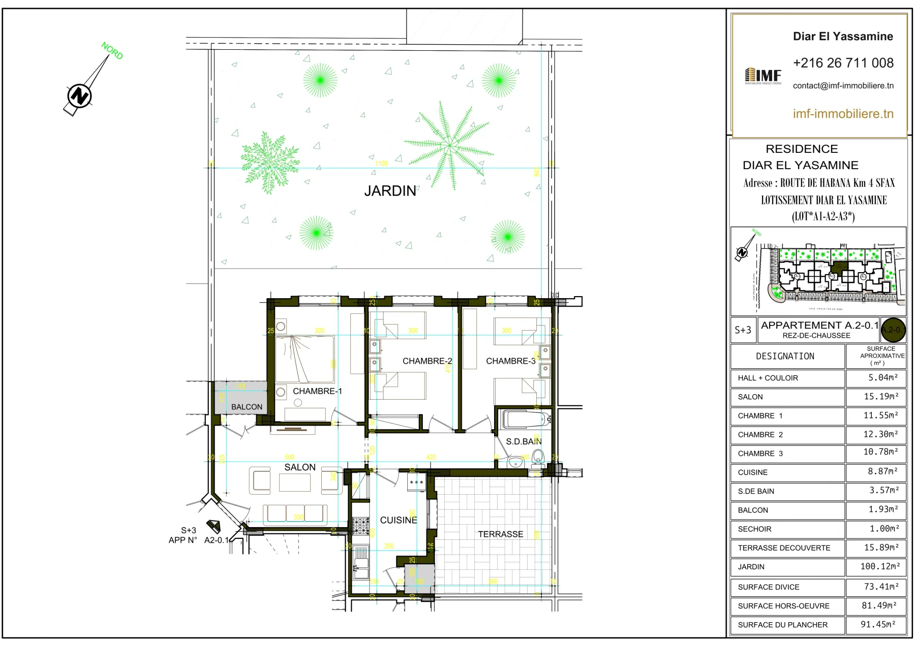 Plan de l’appartement A2-0.1