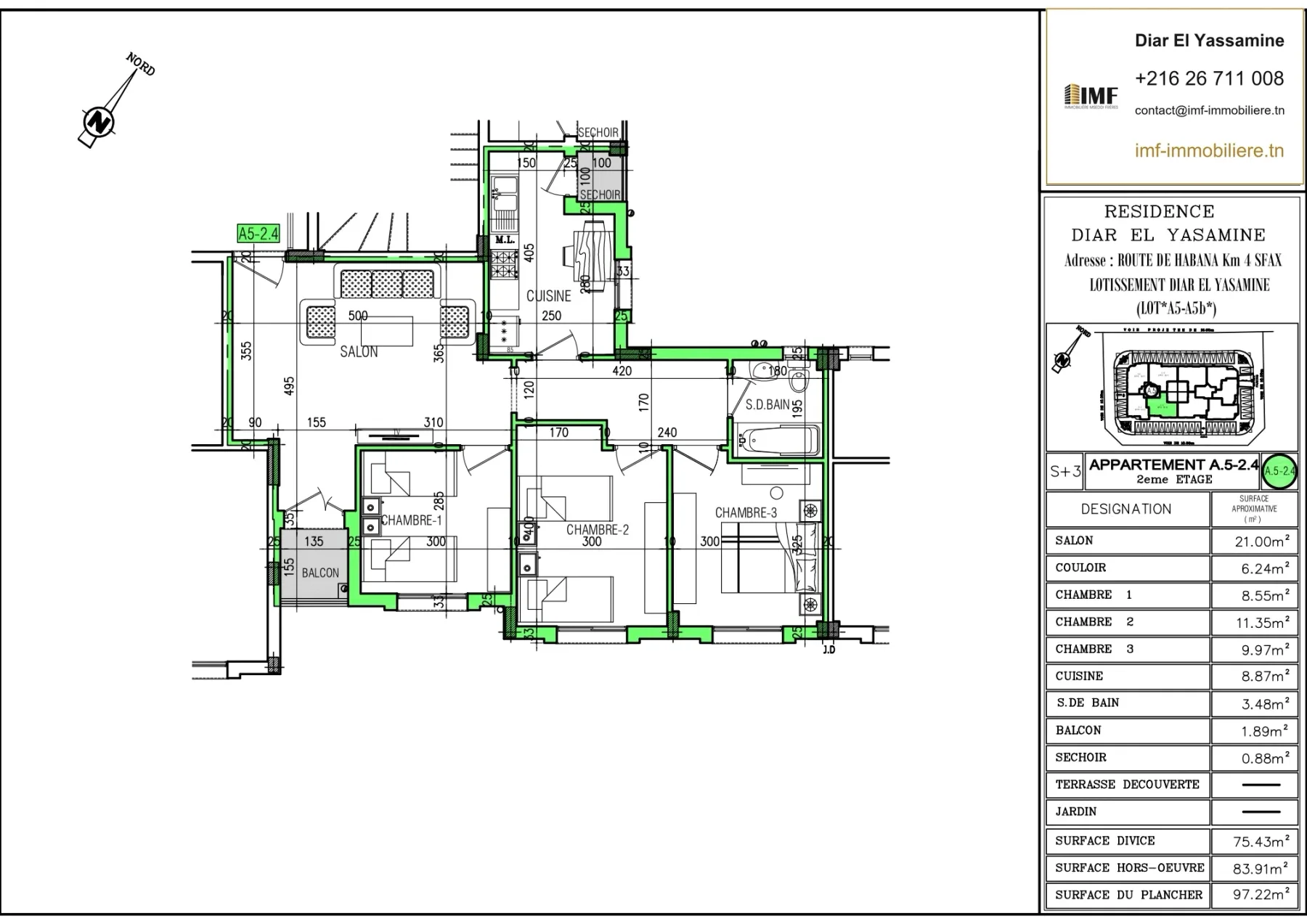 Plan de l’appartement A5-2.4