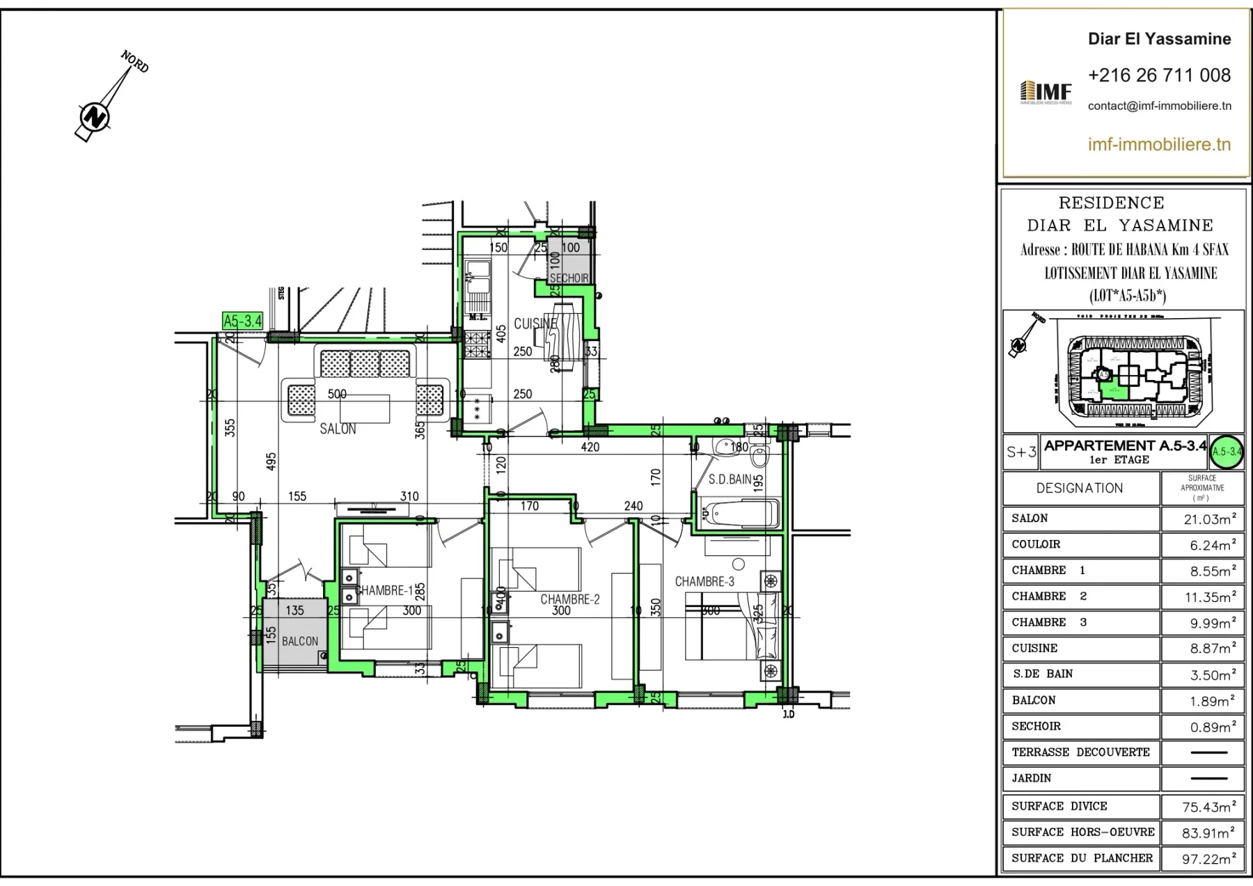 Plan de l’appartement A5-3.4