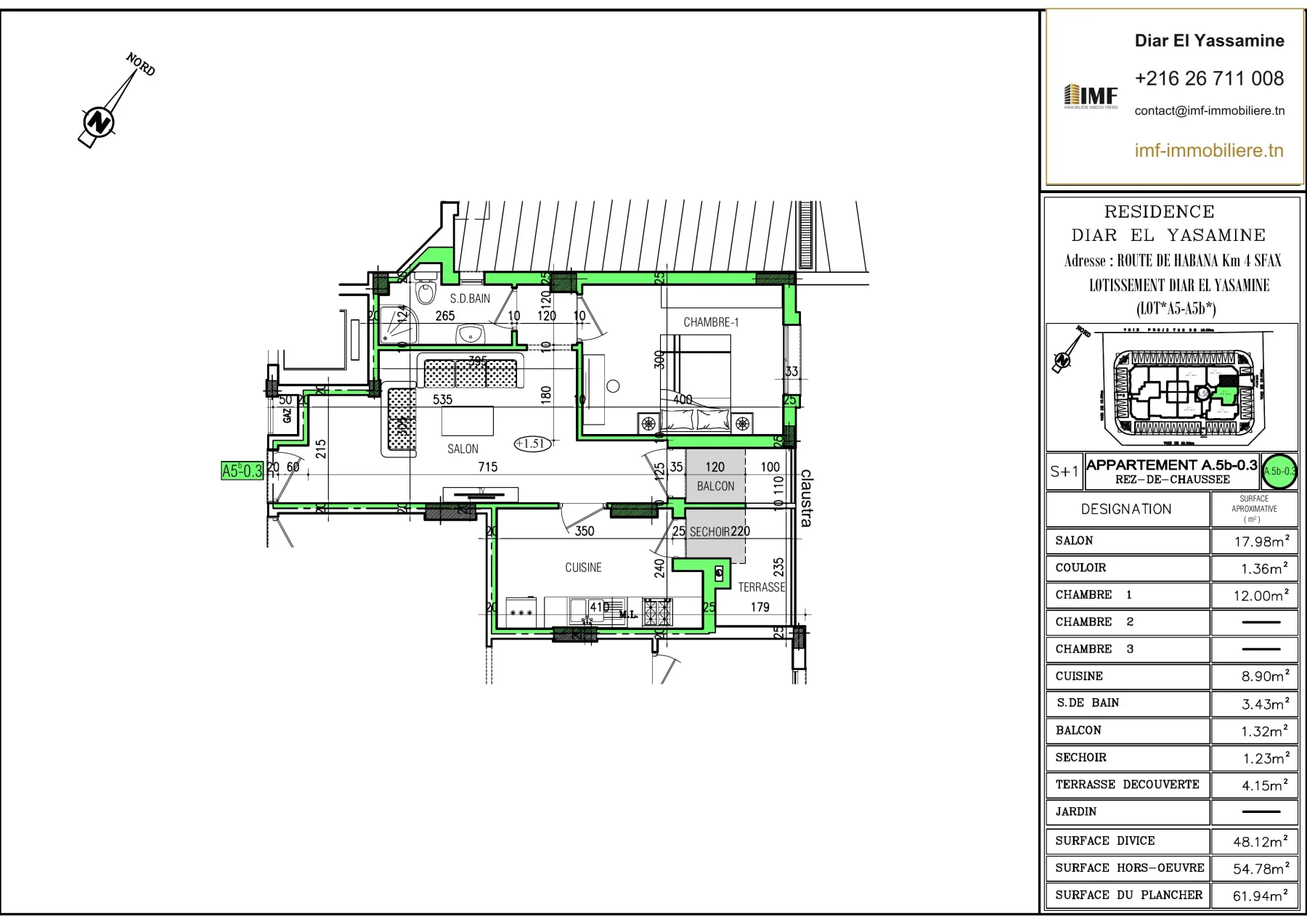 Plan de l’appartement A5.b-0.3
