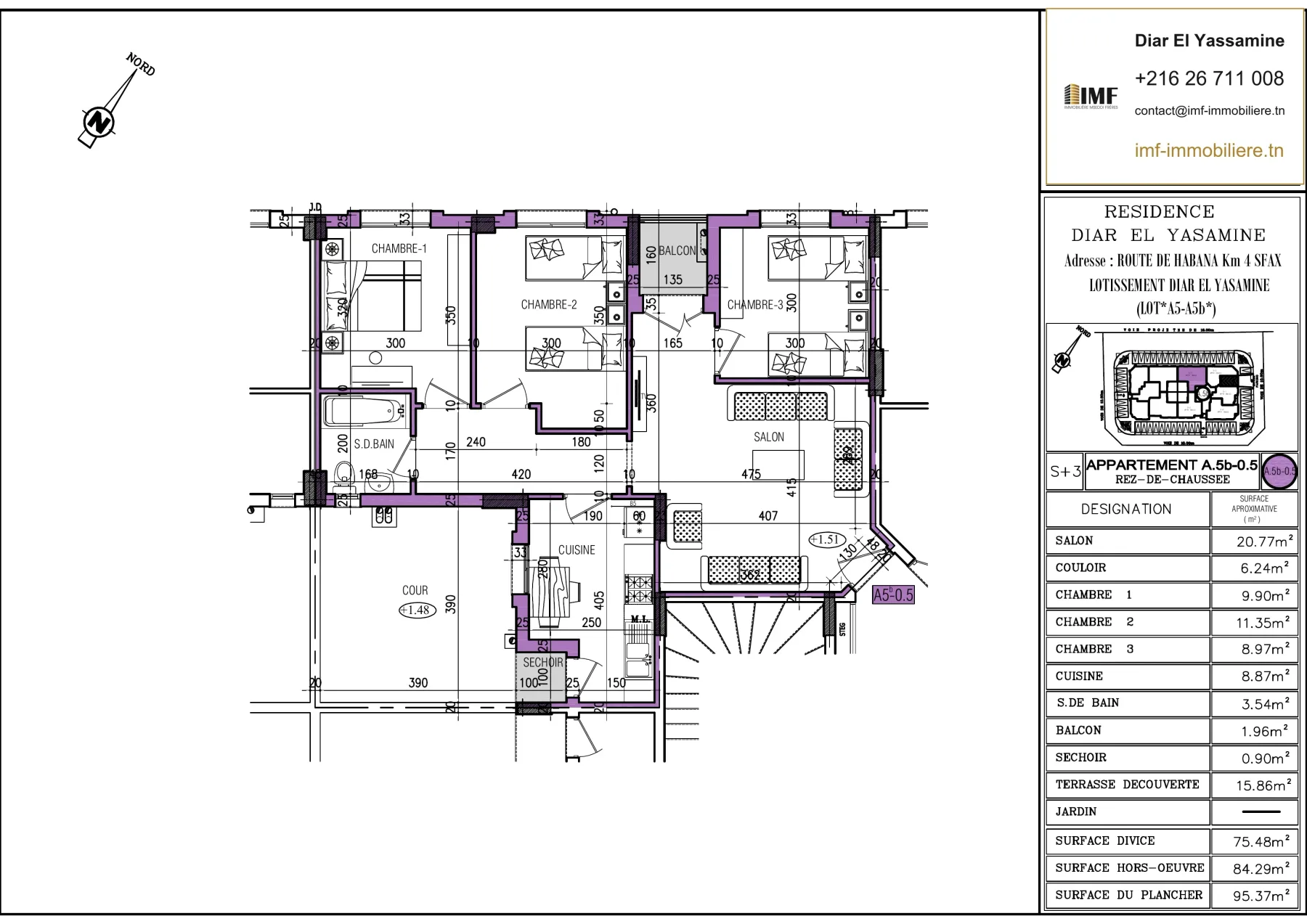 Plan de l’appartement A5.b-0.5