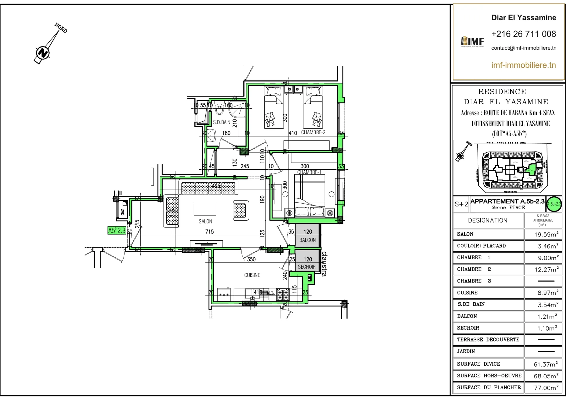 Plan de l’appartement A5.b-2.3
