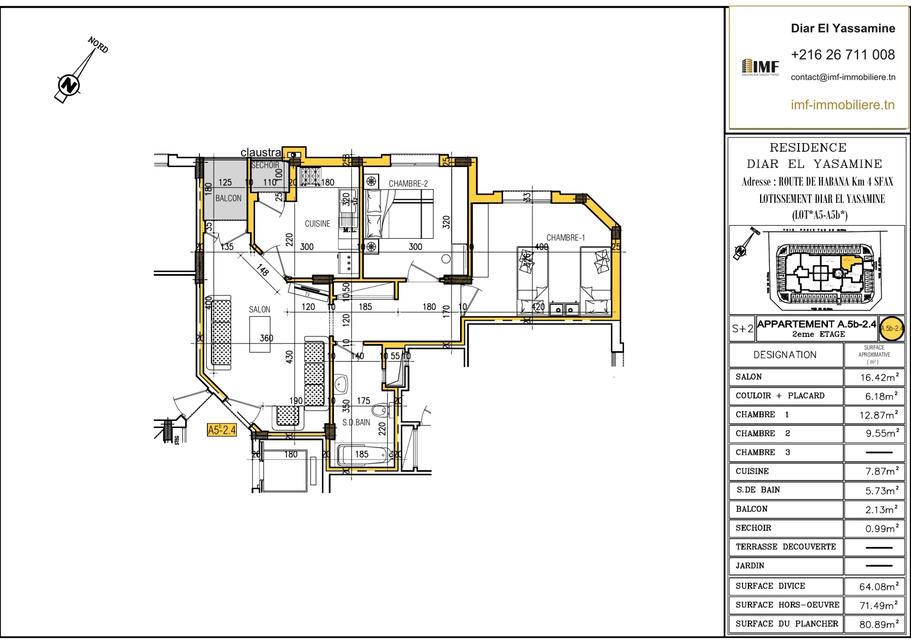 Plan de l’appartement A5.b-2.4