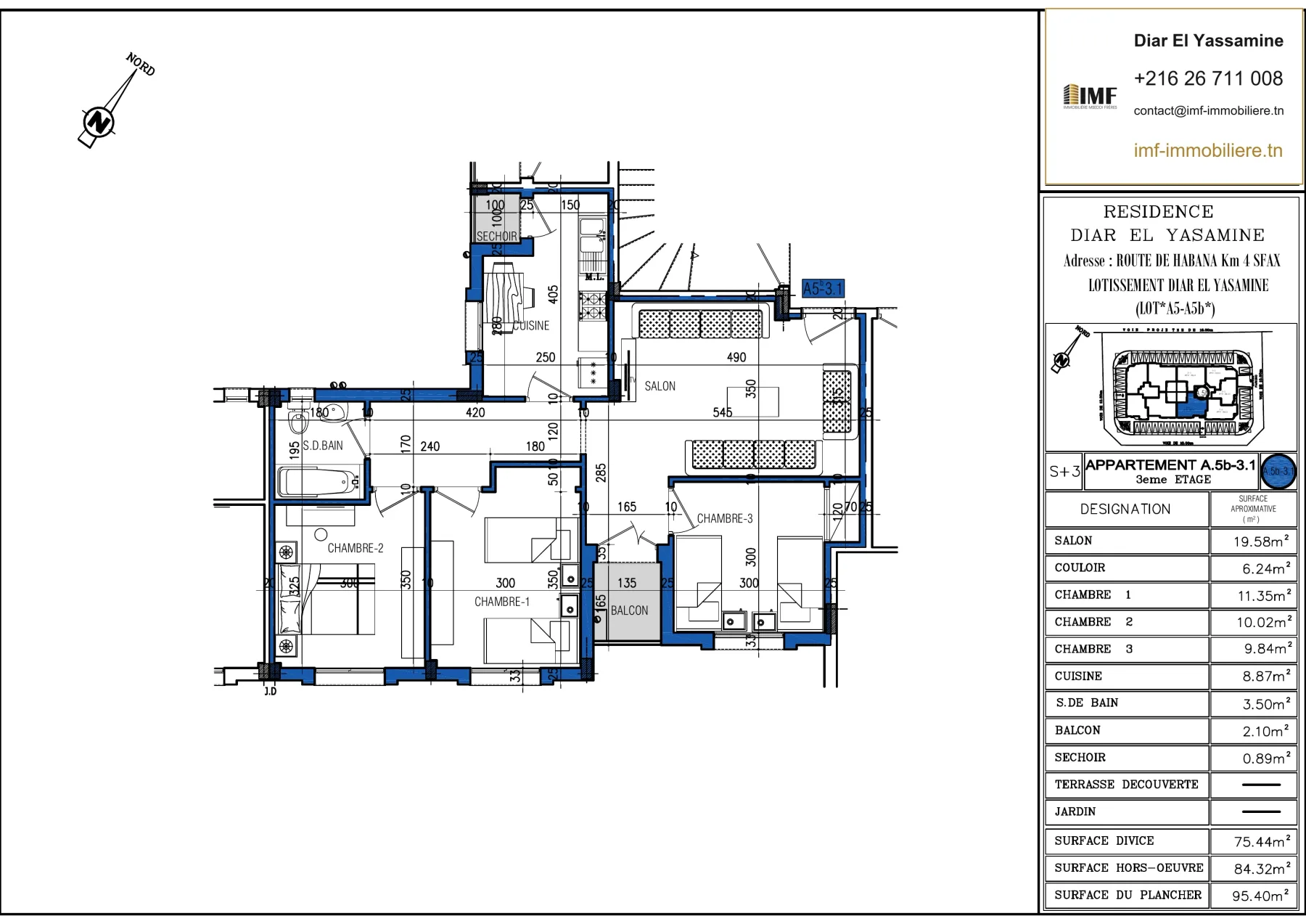 Plan de l’appartement A5.b-3.1