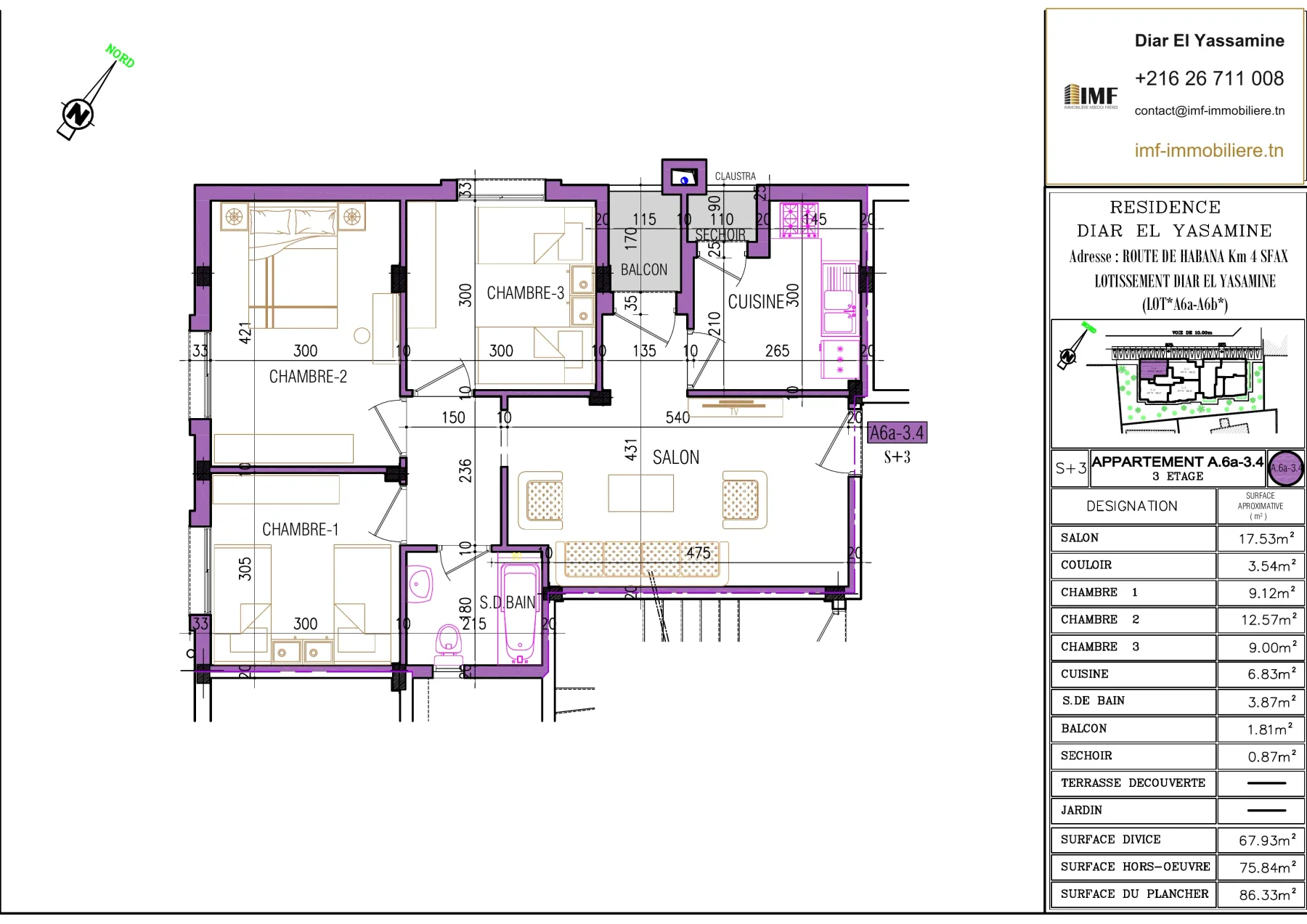 Plan de l’appartement A6.a-3.4
