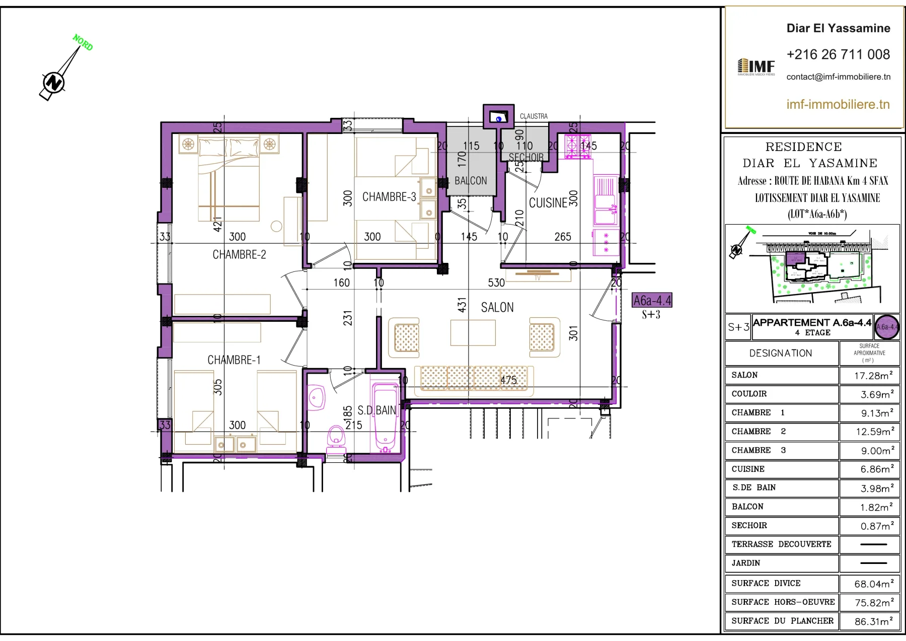 Plan de l’appartement A6.a-4.4