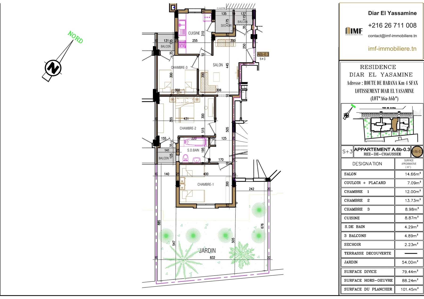 Plan de l’appartement A6.b-0.3