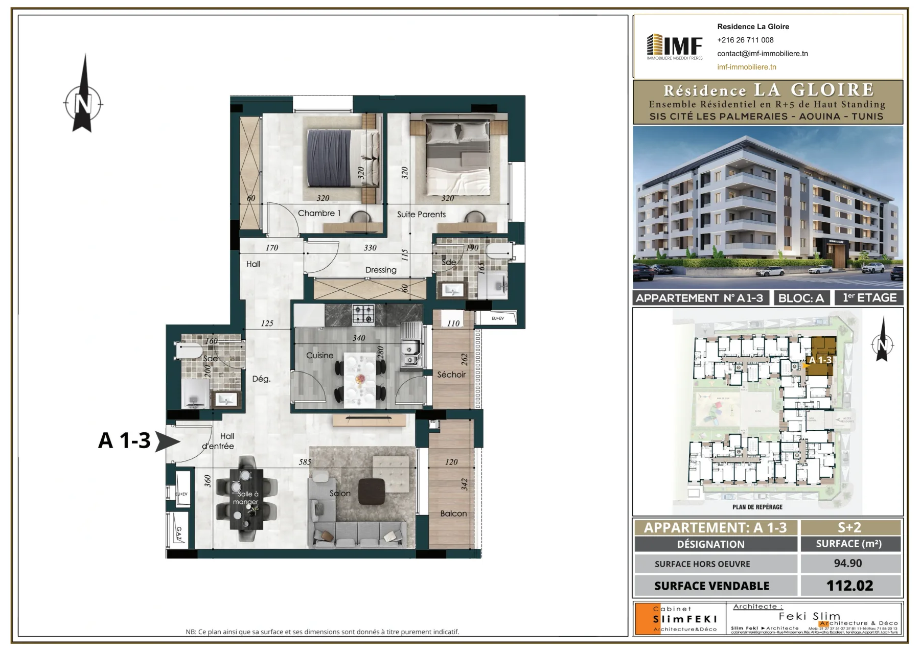 Plan de l’appartement A 1-3