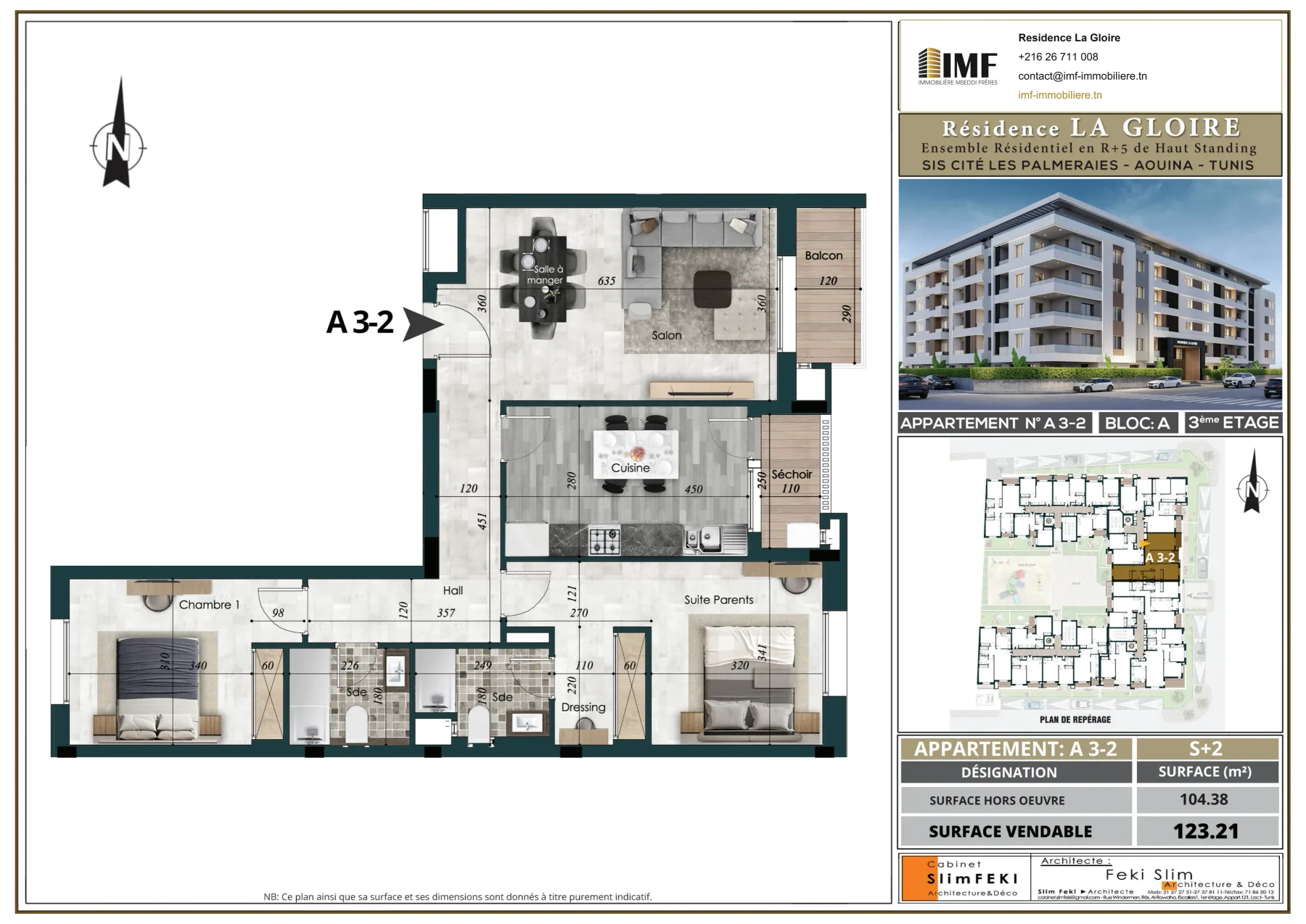 Plan de l’appartement A 3-2