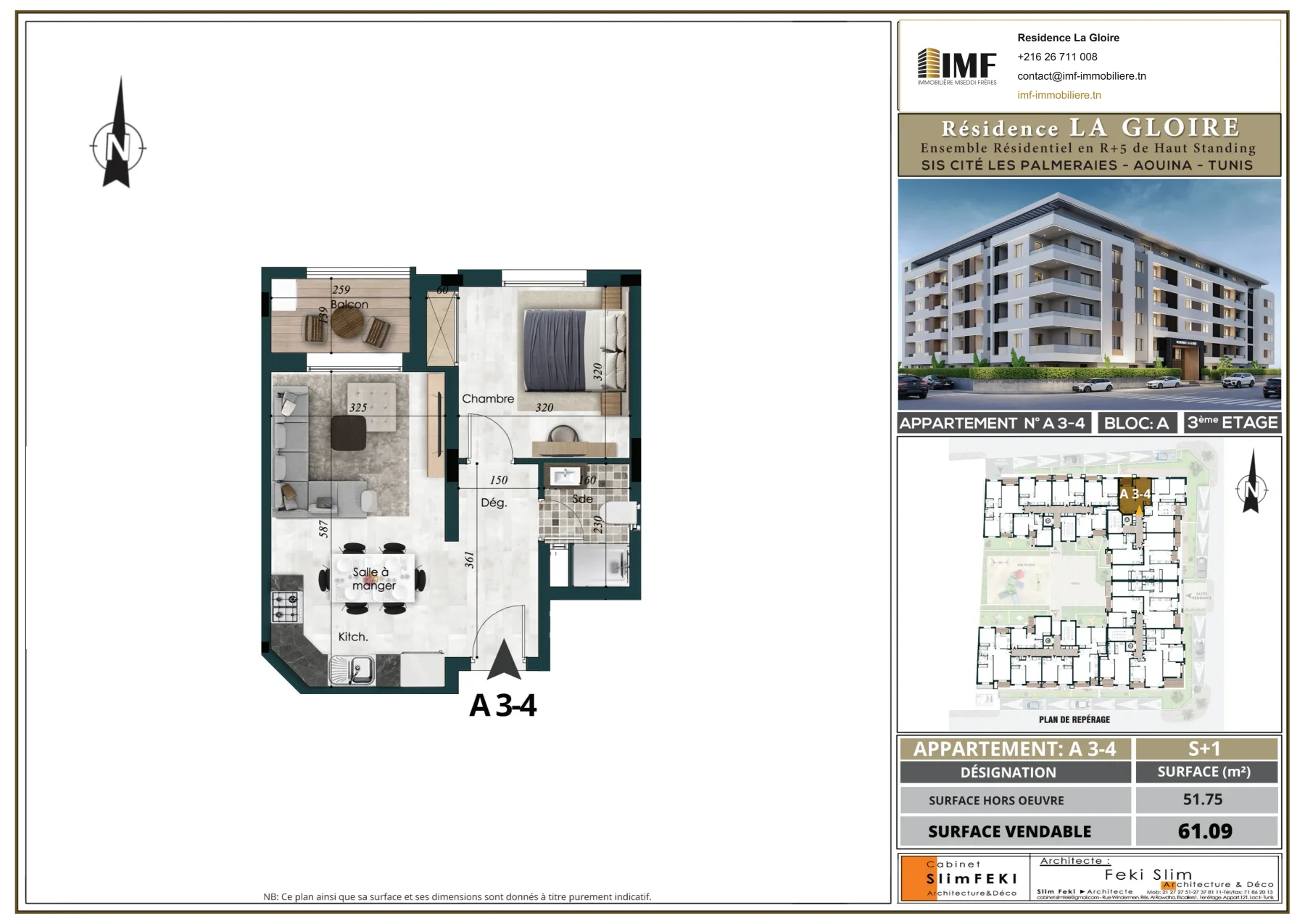 Plan de l’appartement A 3-4