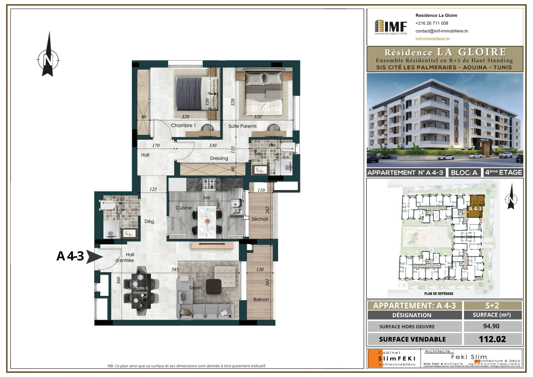 Plan de l’appartement A 4-3