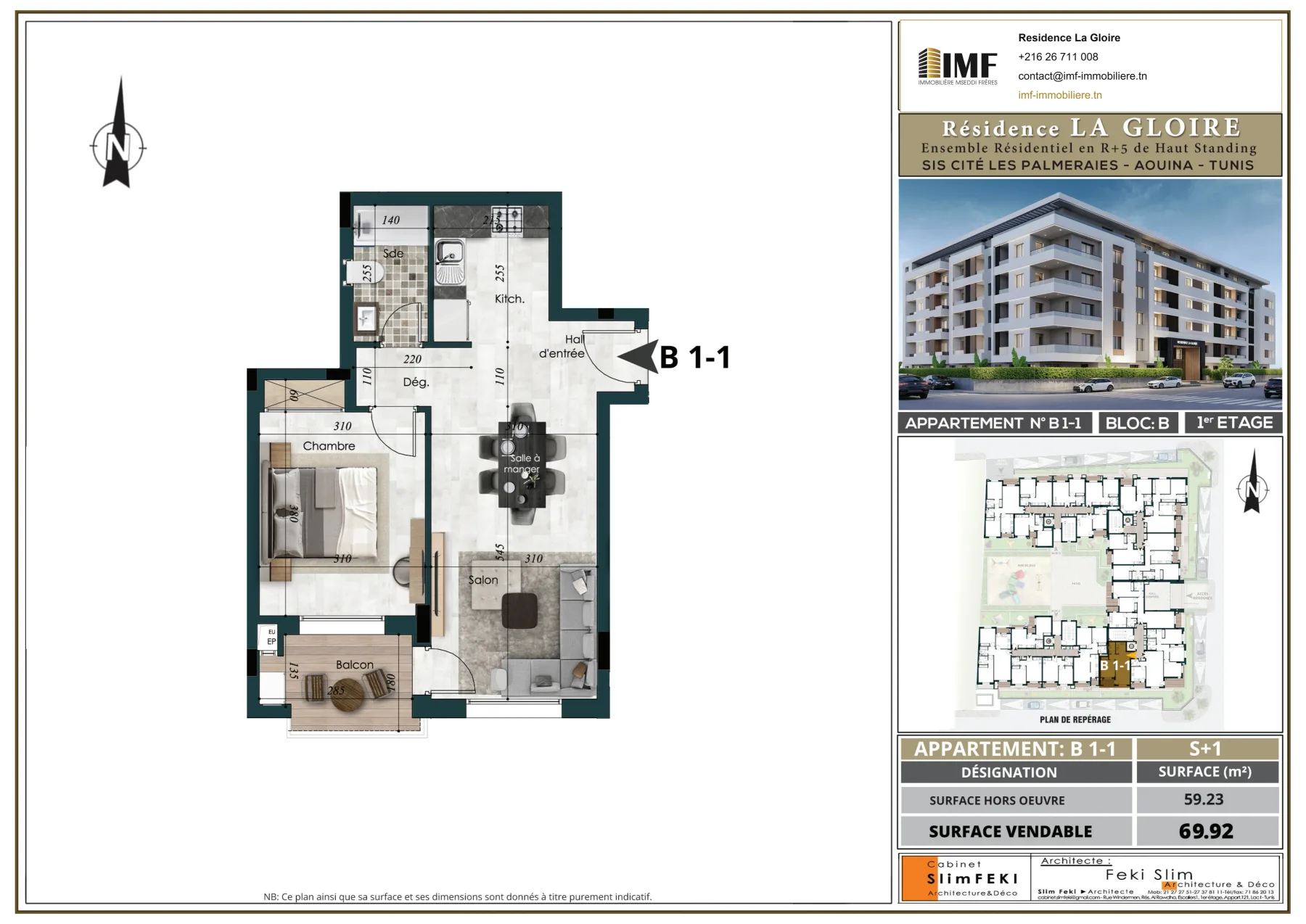 Plan de l’appartement B 1-1