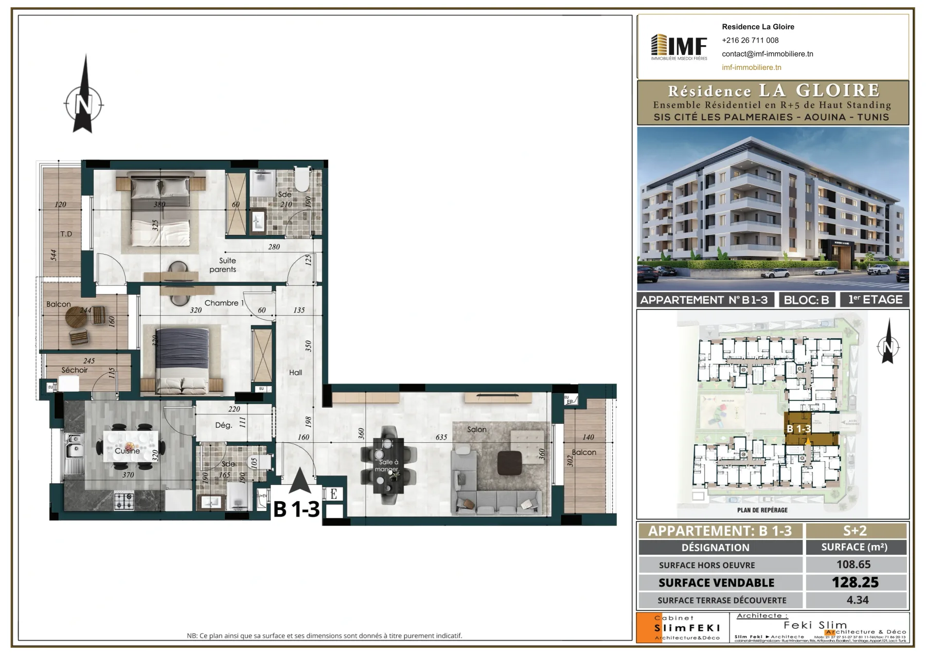 Plan de l’appartement B 1-3