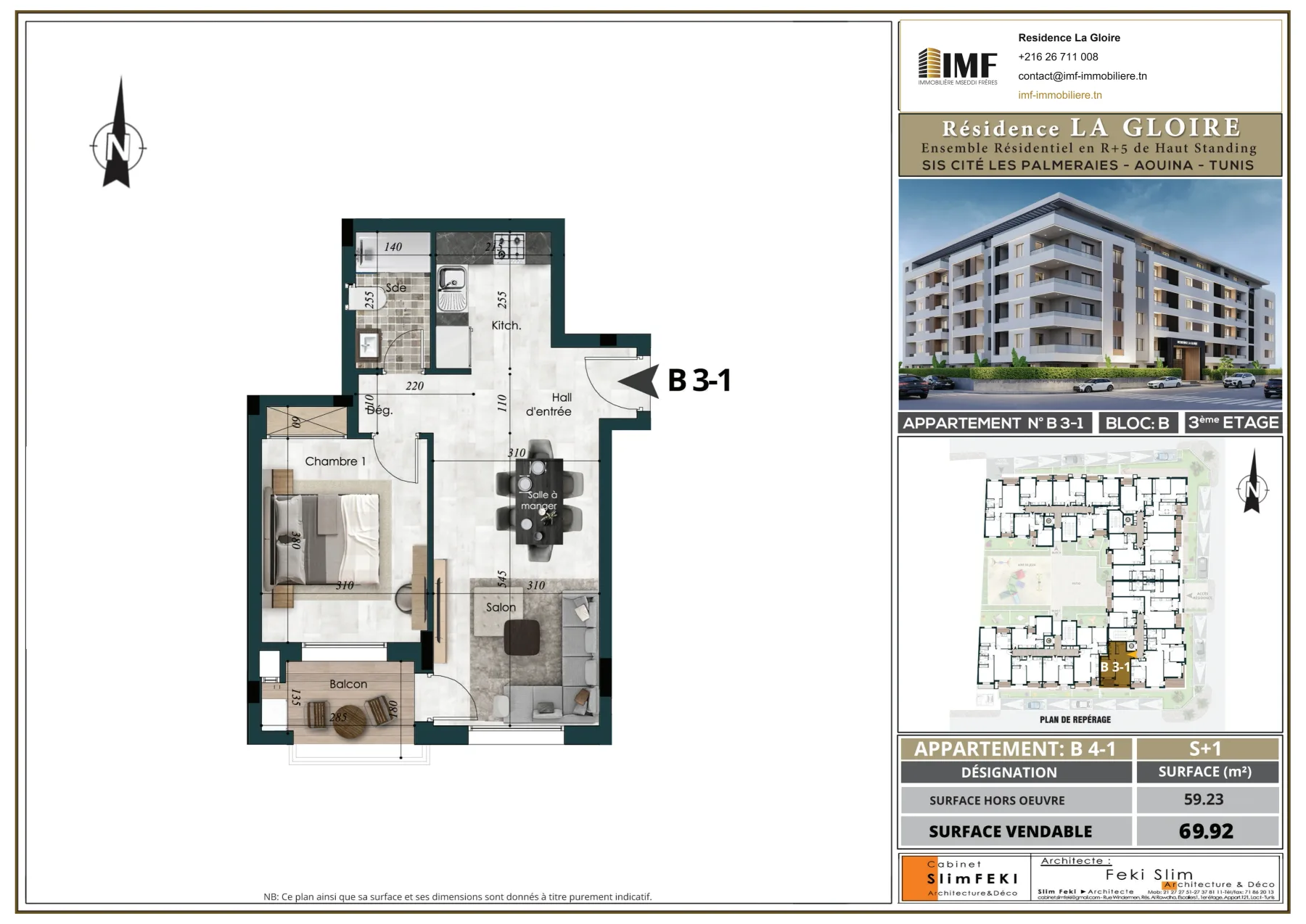 Plan de l’appartement B 3-1
