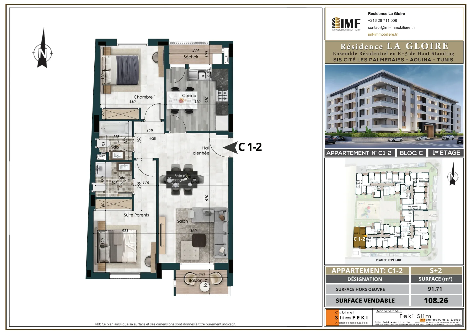 Plan de l’appartement C 1-2