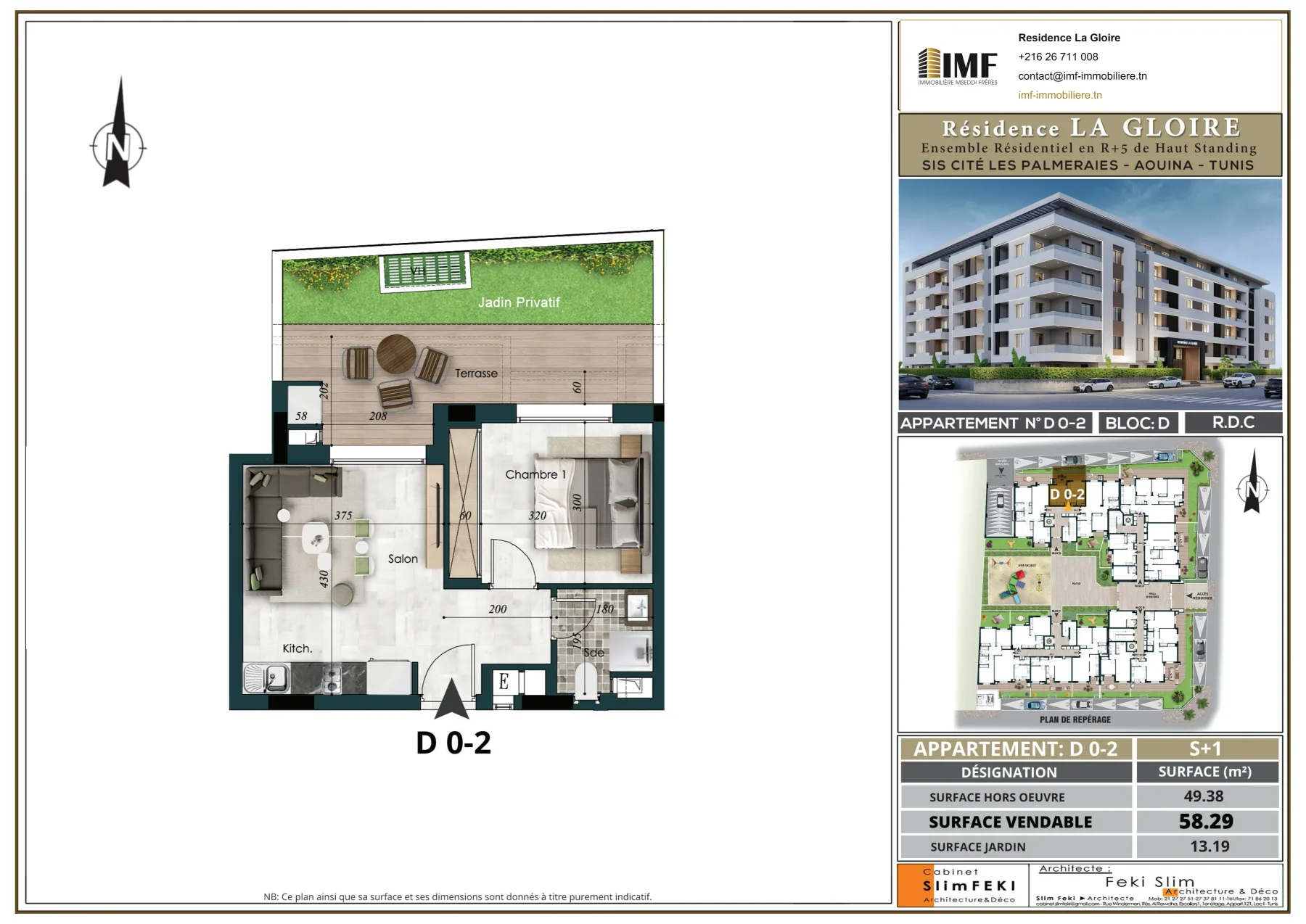Plan de l’appartement D 0-2