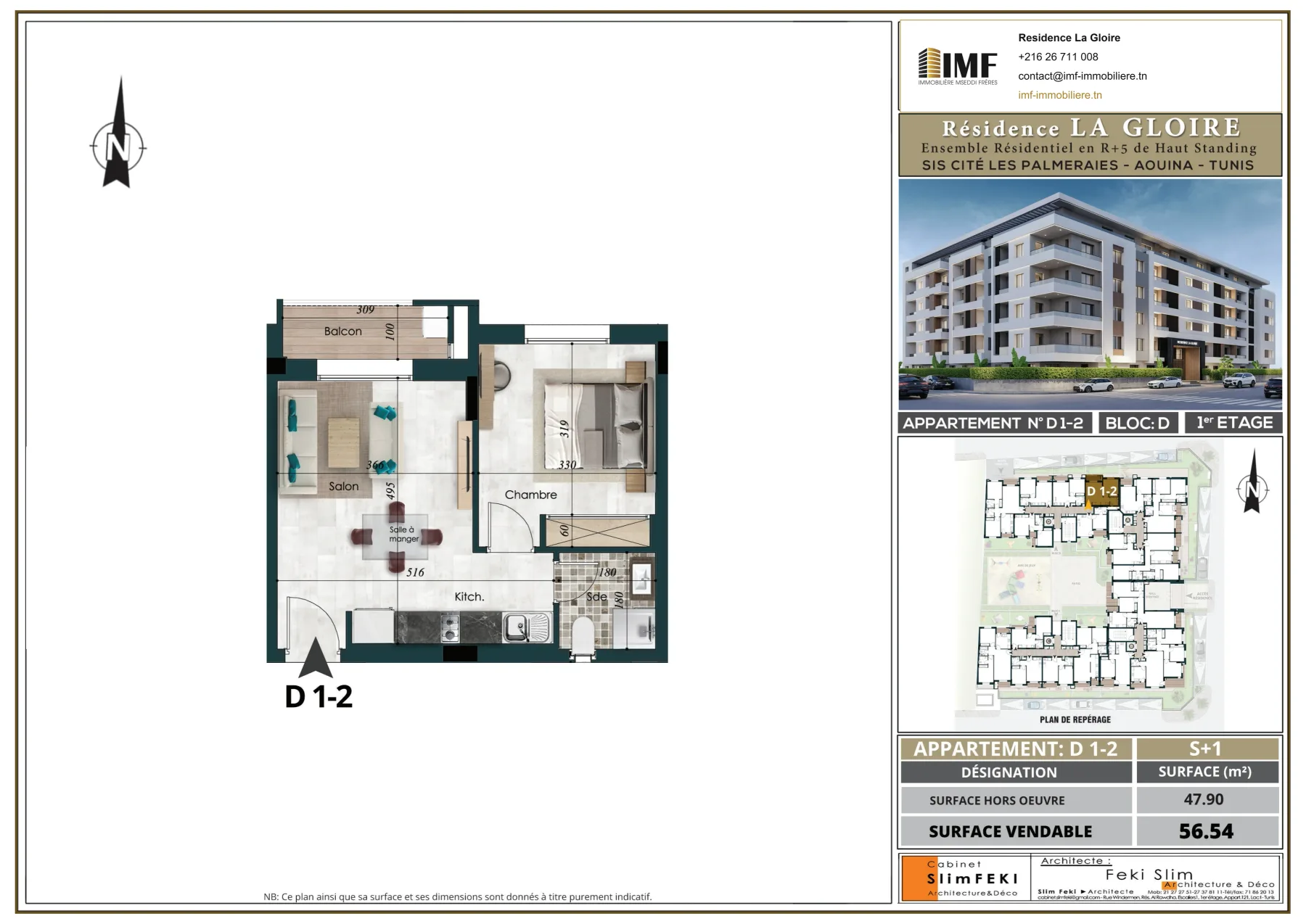 Plan de l’appartement D 1-2